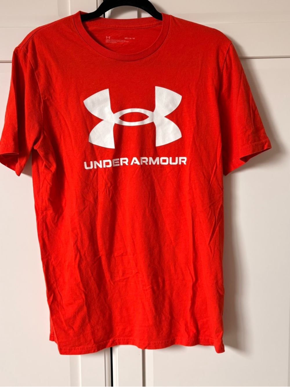 Under Armour Bright Red Crewneck Tee with White Logo
